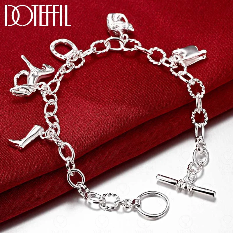 DOTEFFIL 925 Sterling Silver Horse Package Boots Bracelet For Women Jewelry