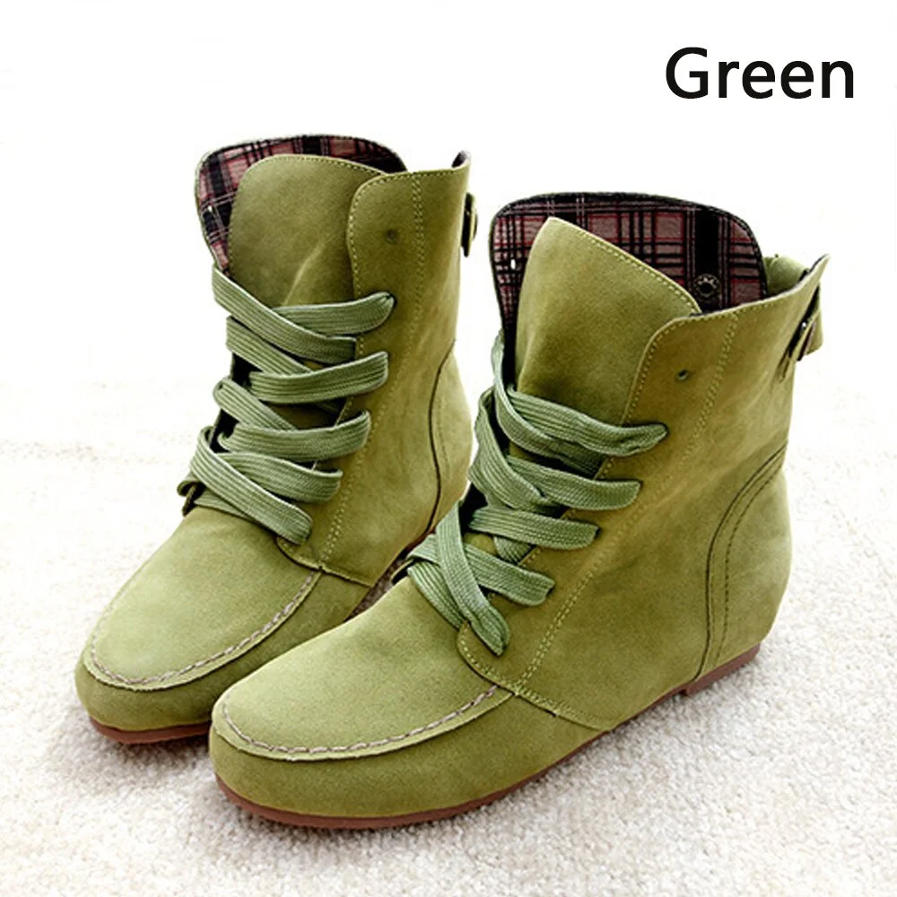 Women Suede Leather Ankle Boots Casual Lace Up Winter Boots Comfortable Soft Rubber Solid Black Flat Shoes Plus Size Female 2019