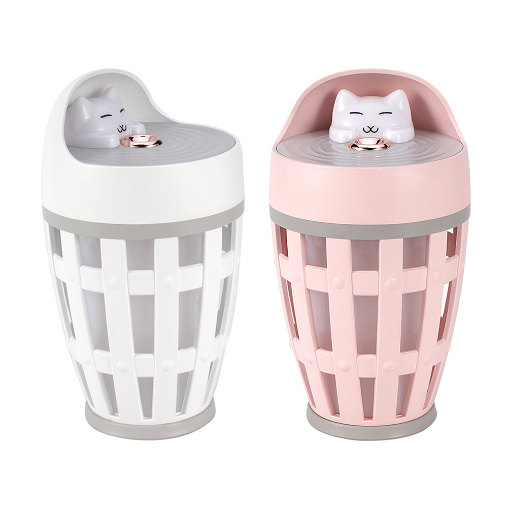 

260ml Happy Cat Humidifier USB Plug-In Colorful Cool Lamp Air Humidificador, Pink, 501 Original