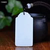 Natural 100% real white hetian jade grave Guan Yu Bless peace pendant jewellery Handle piece for men woman gifts good luck