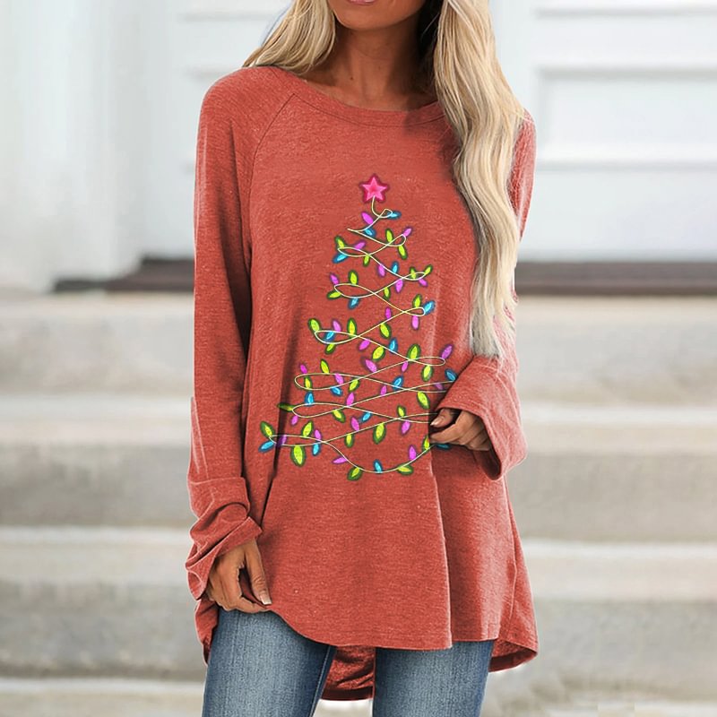 Creative Christmas Tree Printed Loose Women's T-shirt