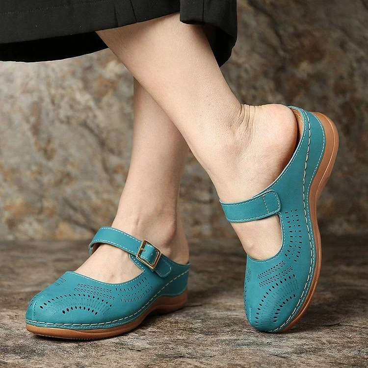 Vanccy Hollow Out Open Heel Casual Wedges Sandals QueenFunky