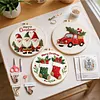 4pcs Christmas-DIY Embroidery Kit with Pattern Cotton Threads Needles Hoop Scissor 30*30cm tapestrymarket