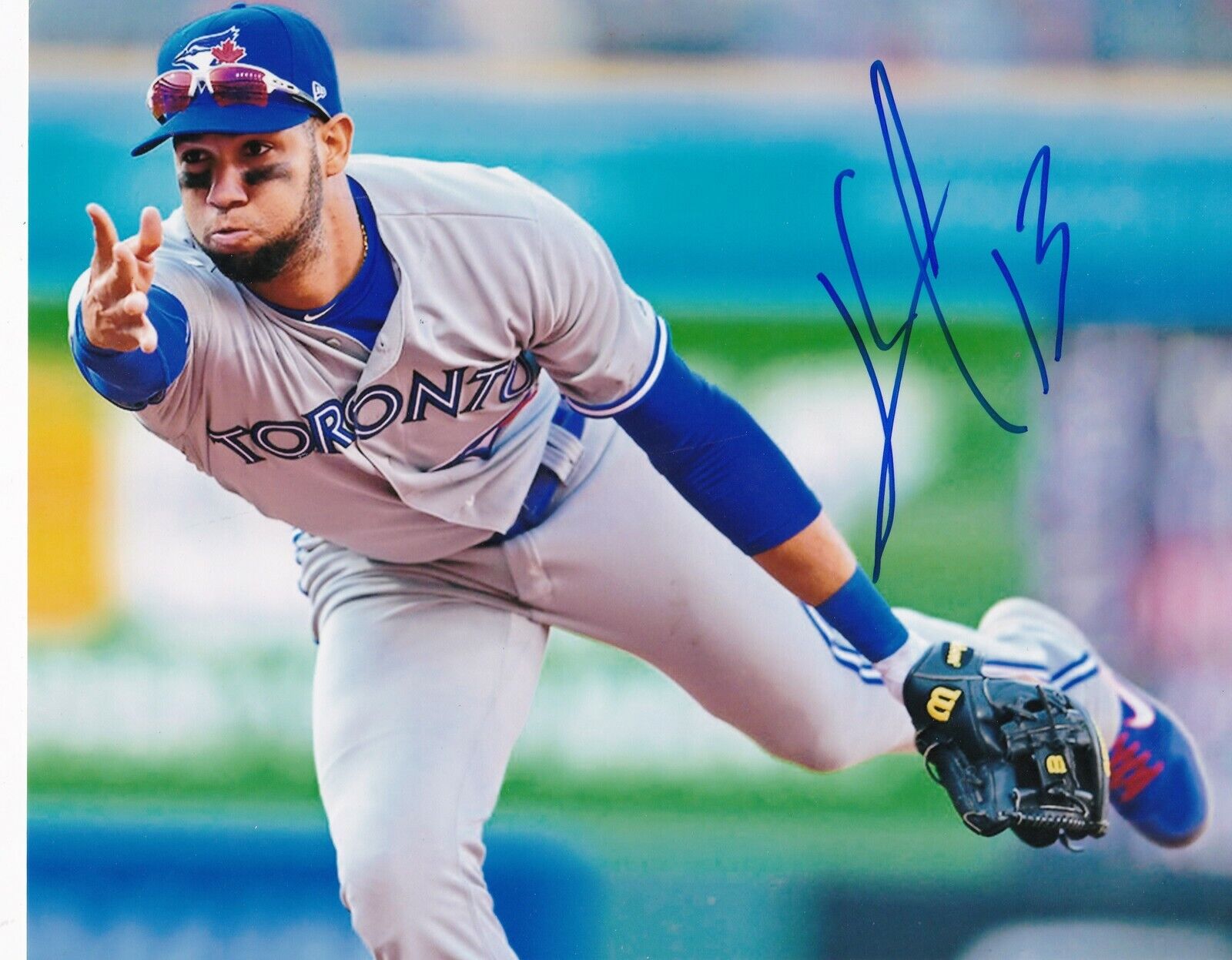 LOURDES GURRIEL JR TORONTO BLUE JAYS ACTION SIGNED 8x10