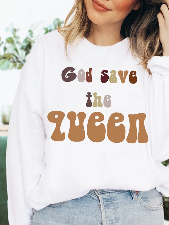 God Save The Queen Printed Sweatshirt