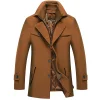 Men's Double Collar Cotton Thick Woolen Coat