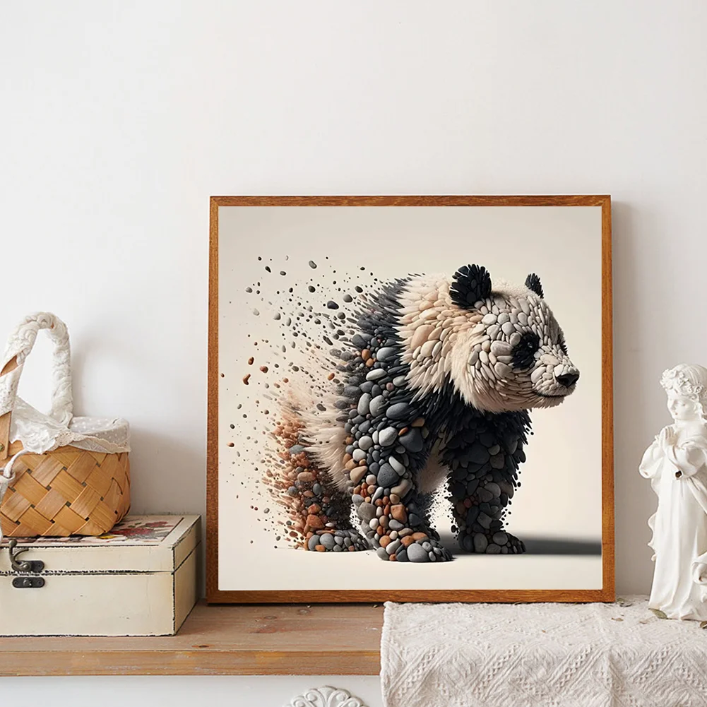 Diamond Painting - Full Round Drill - Stone Art Panda(Canvas|30*30cm)