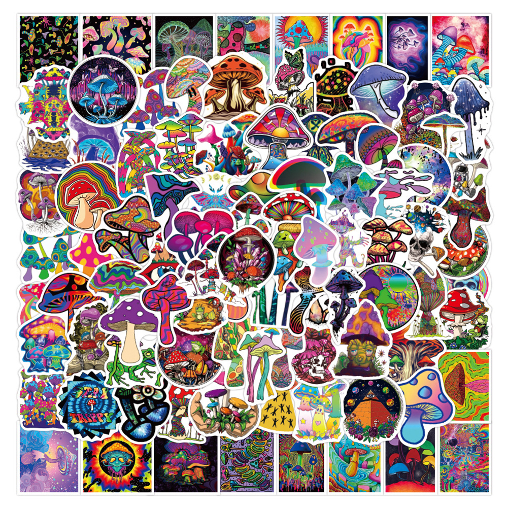 

100pcs Mushroom Graffiti Stickers for Laptop Skateboard Furniture DIY Decor, 501 Original