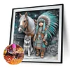 (40*40cm)Indian Girl Horse - Full Round Drill Diamond Painting