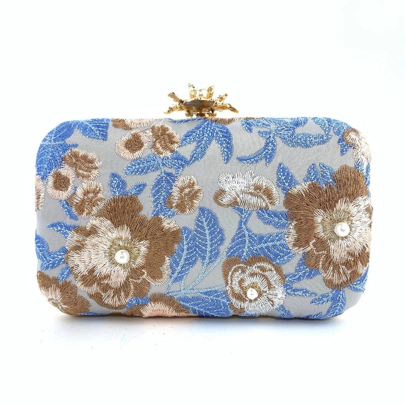 Polyester Flower Embroidery Square Evening Bags