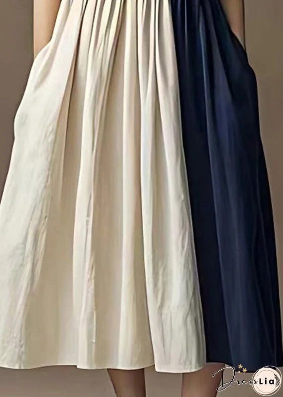 Modern Colorblock Asymmetrical Patchwork Cotton Long Dresses Summer