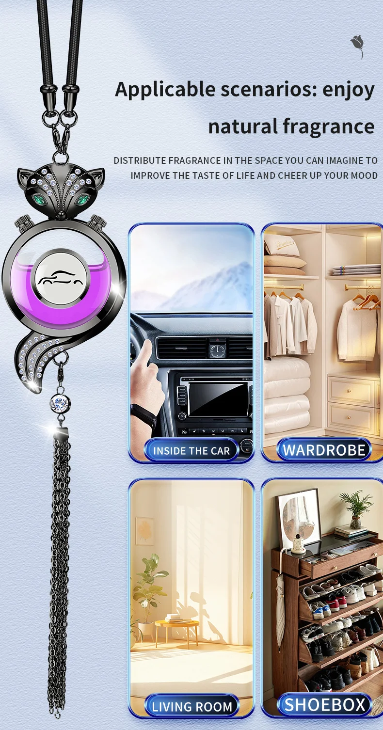 Car perfume pendant high-end fox diamond car interior decoration fragrance essential oil pendant
