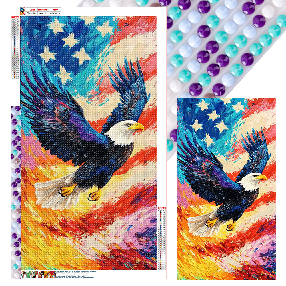 Independence Day Eagle 40*70cm(canvas) full round drill diamond painting