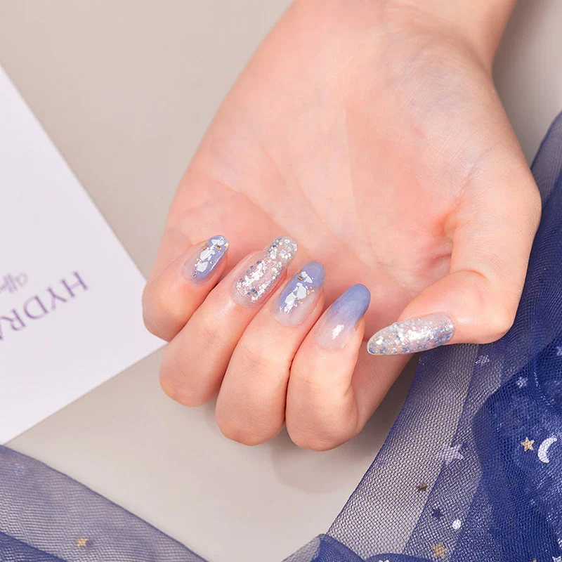 Churchf Fashionable Blue Diamonds Nail Art Stickers Collection Manicure DIY Nail Polish Strips Wraps for Party Decor-Nail Inspo