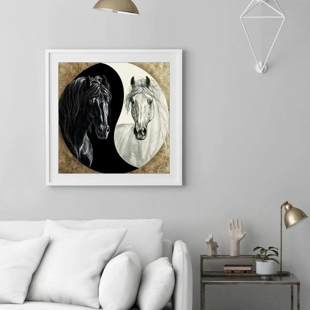 Diamond Painting - Full Round Drill - Yin Yang Horse(30*30cm)