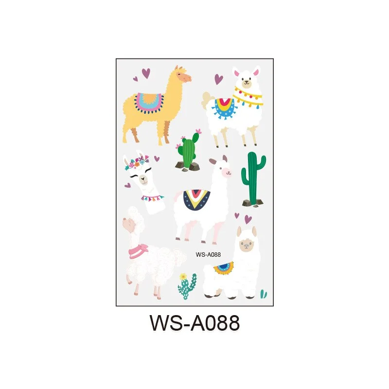 Alpaca Tattoo Stickers Fake Tattoos Paste on Face Arm Leg for Cute Kids Body Art Sticker