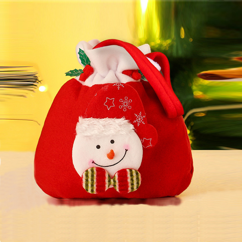 Christmas Red Snowflake Print Cartoon Snowman Drawstring Bag 2024 - Flycurvy 