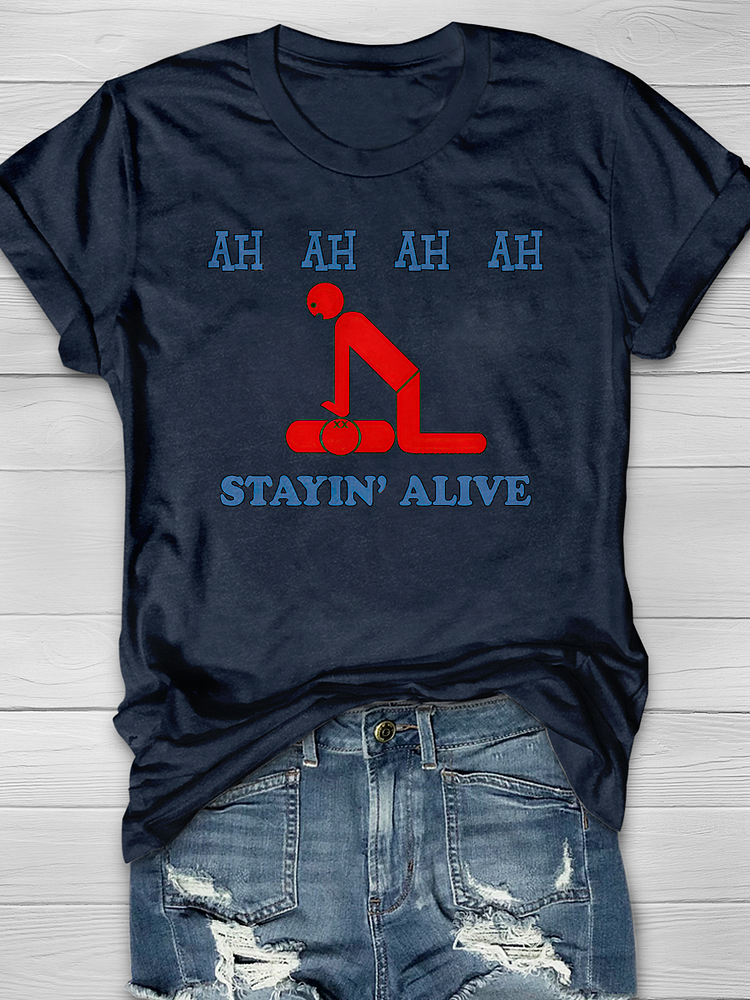 Stayin' Alive Print T-shirt socialshop