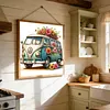 Flower Van Full 18CT DIY Stamped Cross Stitch Kits for Beginners Adults Home Decor Cross Stitch Art and Crafts Kits 9.75x9.75in