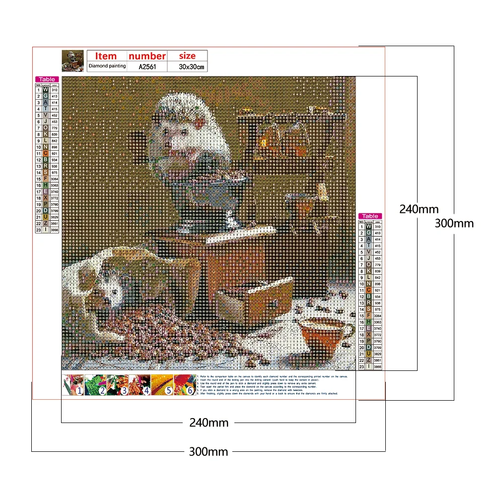 Diamond Painting Kit Hedgehog coffee beans Full Round Rhinestone Wall Pict
