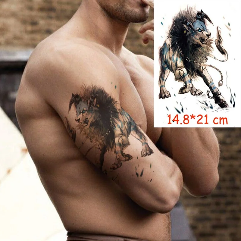 Waterproof Temporary Tattoo Sticker Horse Big Animal Hair Tatoo Water Transfer Fake Tatoo Flash Tatto Woman Man Kid 14.8*21 Cm
