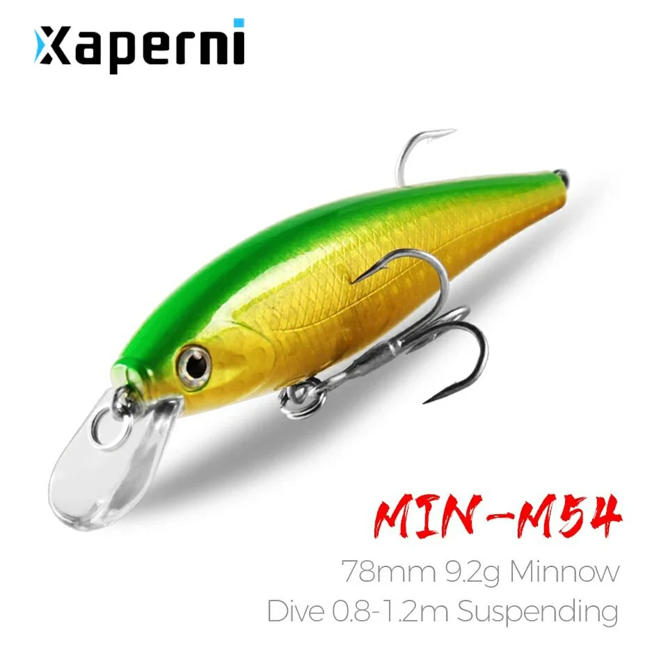 Retail fishing tackle  new model,Xaperni perfect action minnow,78mm/9.2g, dive 0.8-1.2m suspending bait , 5 colors for choose