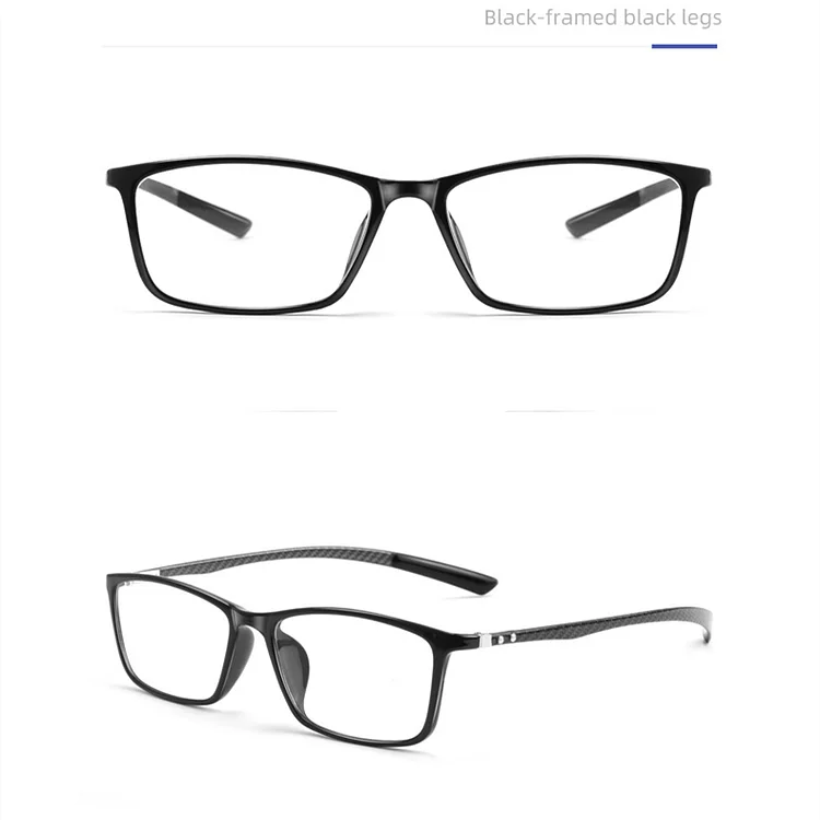 New Brand Design Square Carbon Fibre Male Exquisite Eyeglass  TR Frame Photochromic Anti Blue Light Men Reading Glasses