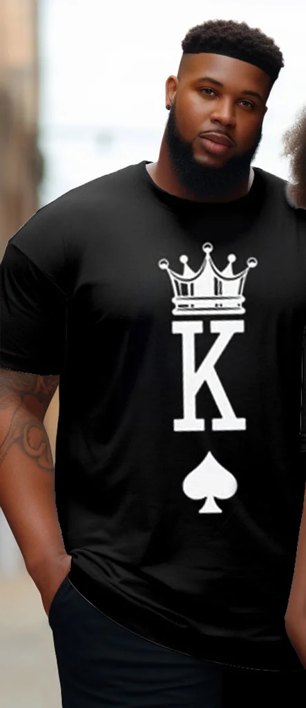 Couple Large Size QueenKing Round Neck Short Sleeve T-Shirt