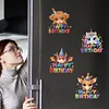 6Pcs Acrylic Animals Birthday Diamond Painting Fridge Stickers for Whiteboards