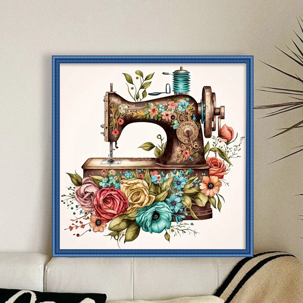 14CT Full Counted Cross Stitch - Sewing Machine(Canvas|40*40CM)