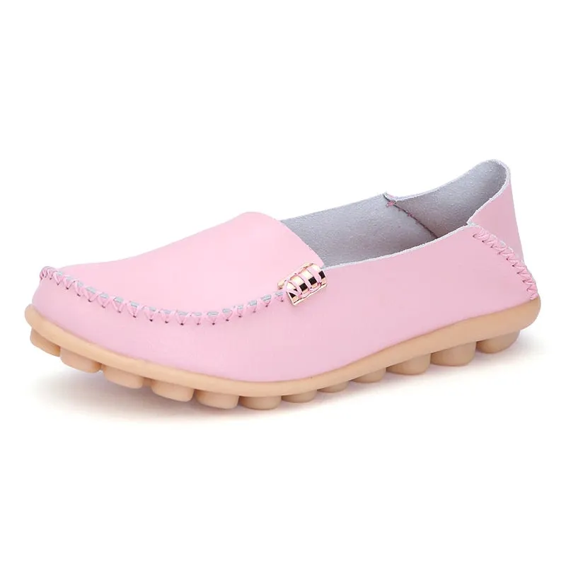 Women Flat 2021 Summer Women Genuine Leather Shoes Plus Size 35-42 Loafers Women Solid Casual Leather Flat Shoes Woman Footwear