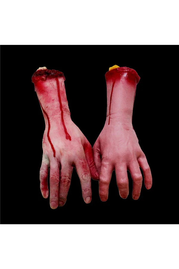 Practical Joke Horror Artificial Bloody Cut Hands For Halloween Red-elleschic