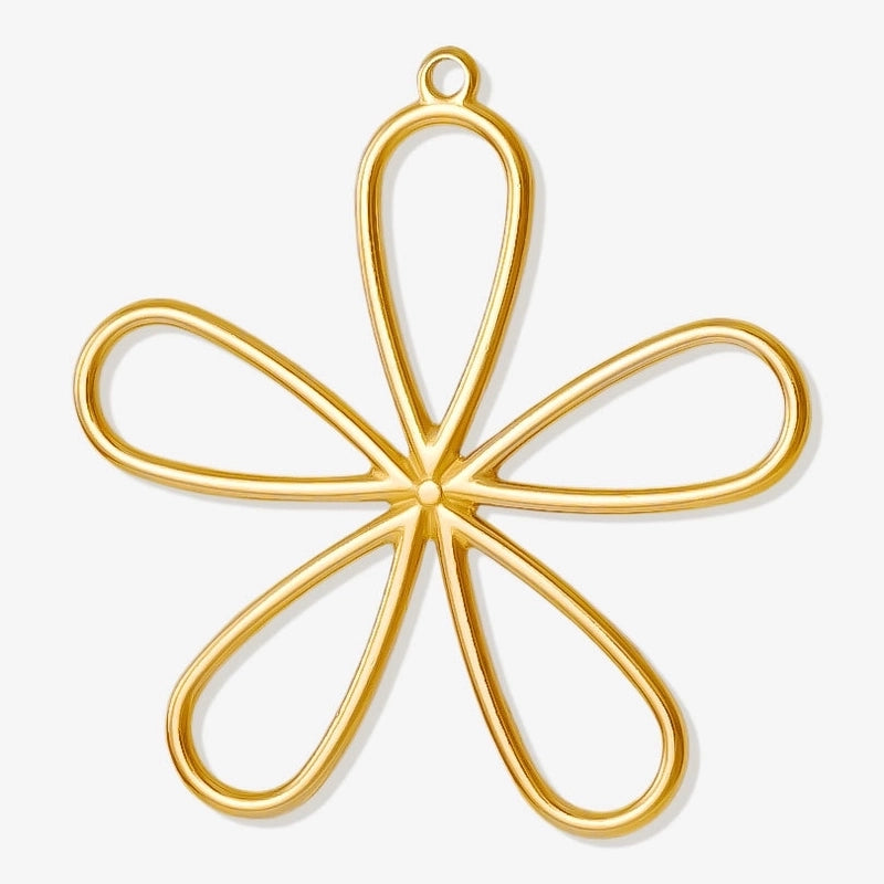 1 Piece 304 Stainless Steel 18K Gold Plated Flower Pendant