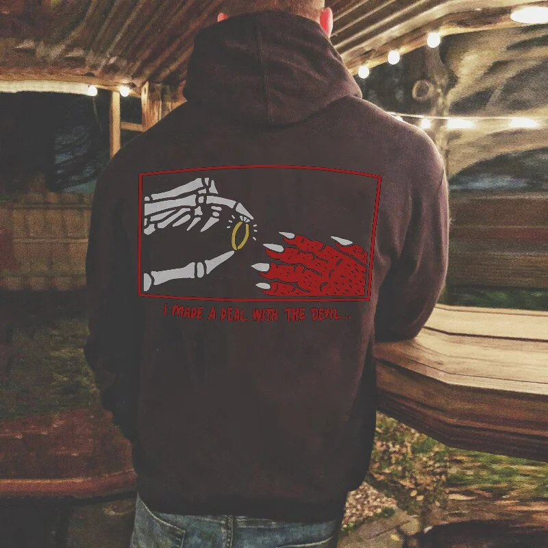 UPRANDY I Made A Deal With The Devil Letters Printed Men's Hoodie -  UPRANDY
