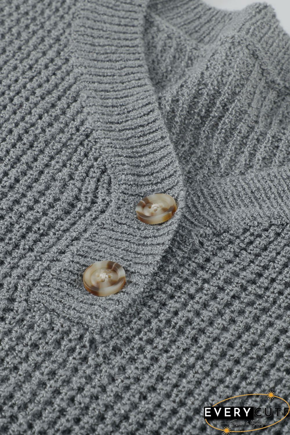 Gray Striped Raglan Sleeve Drop Shoulder Sweater