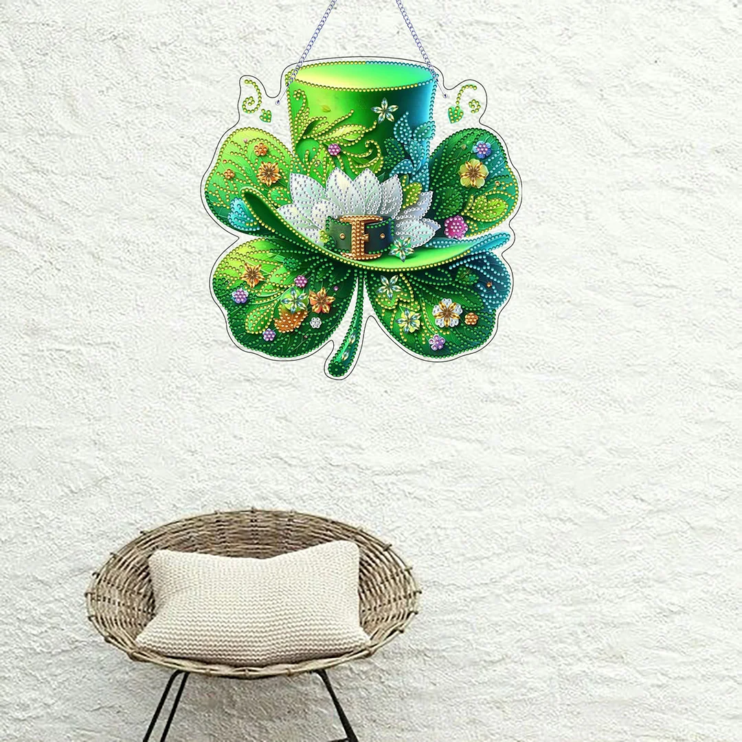 St. Patrick s Day 1 DIY 2D Flat Acrylic Diamond Painting Dots Pendant for Adults