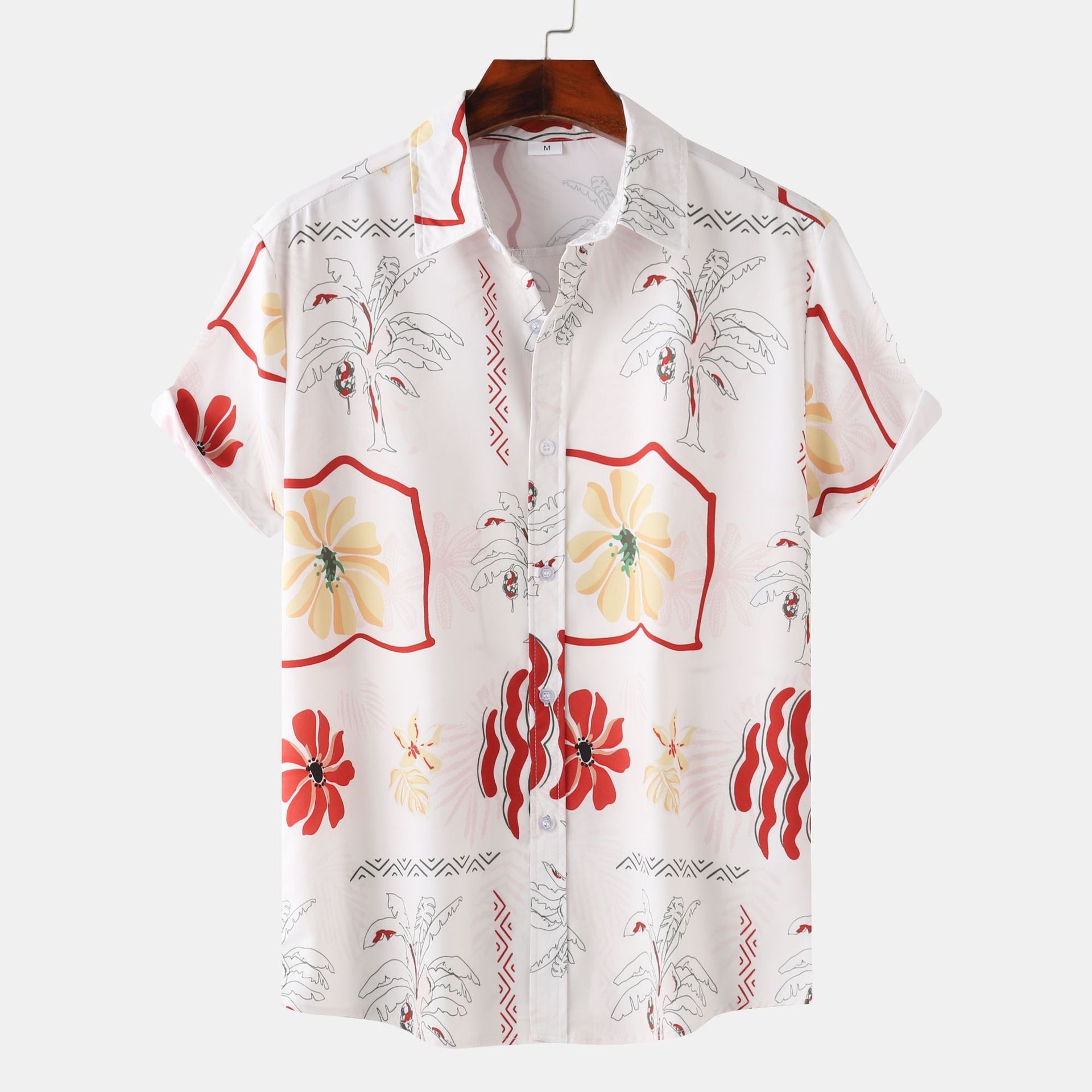 Men's casual and fashionable Hawaiian beach vacation printed short sleeved shirt PLUSCLOTHESMAN