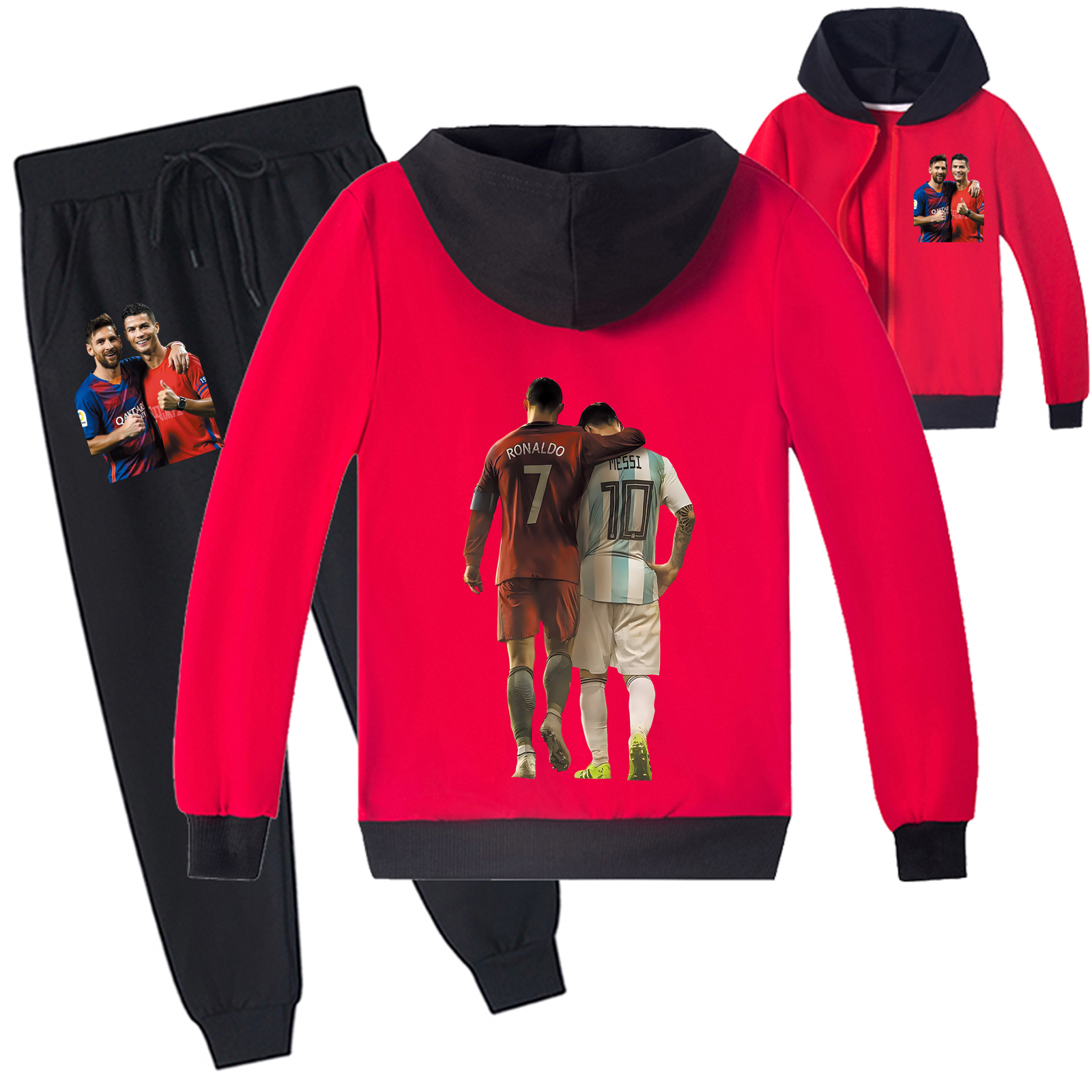 Mayoulove Cristiano Ronaldo Zip Set for Kids - Stylish Soccer Apparel for Boys  Girls, Perfect for Young Fans-Mayoulove
