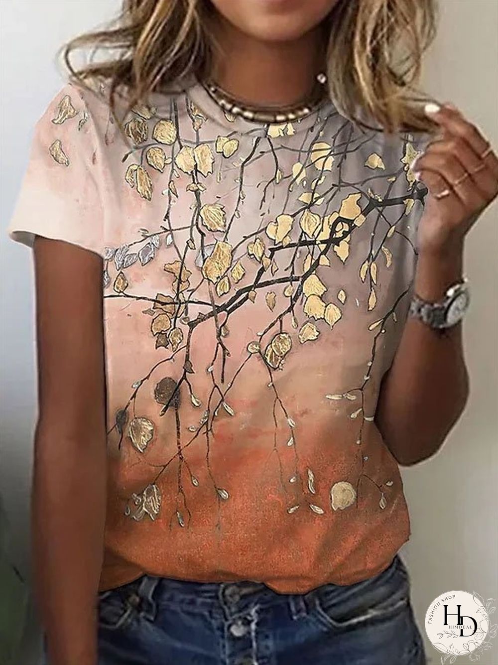Floral Casual Crew Neck Short Sleeve T-Shirt