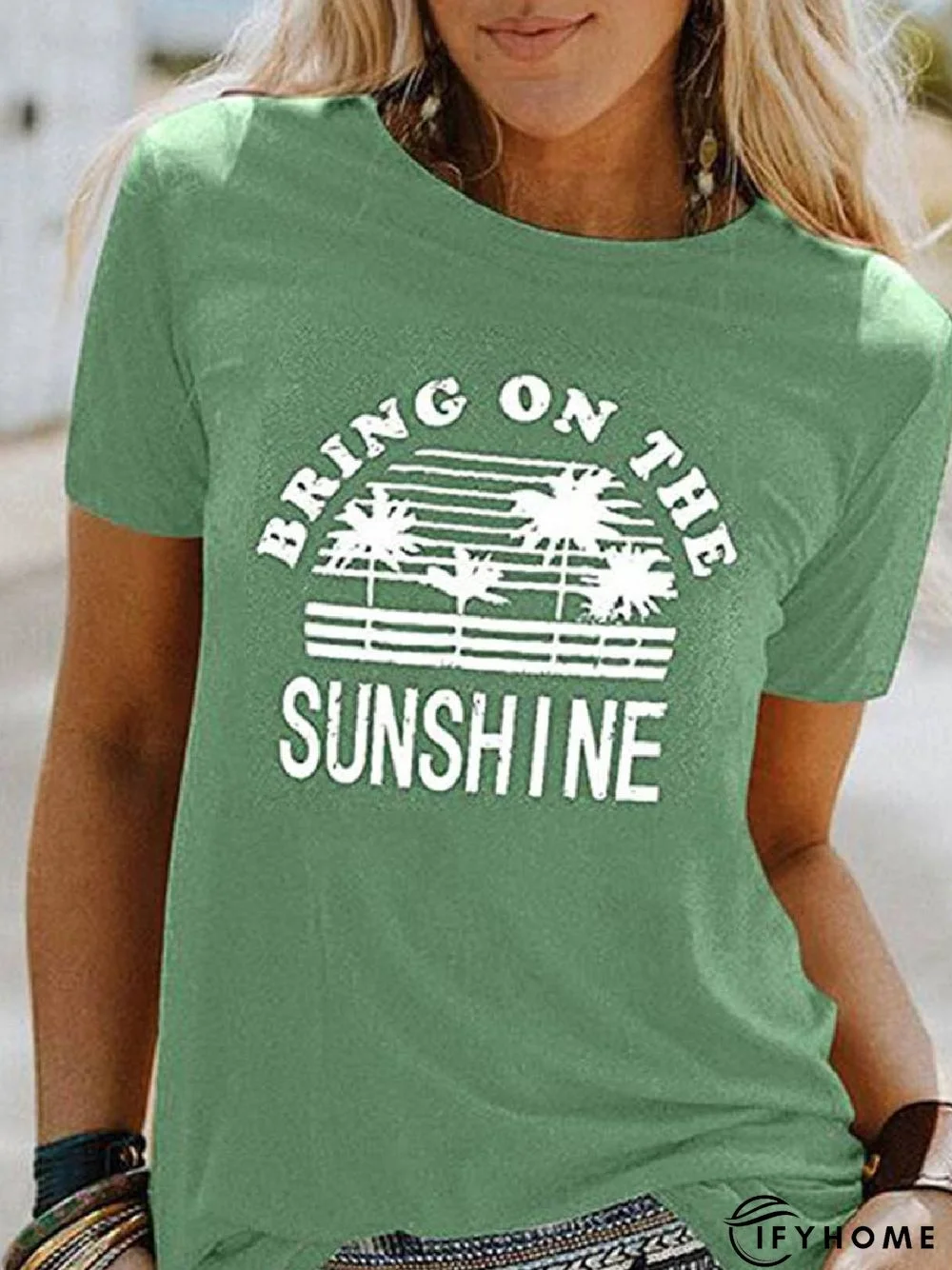 Casual Floral-Print Letter Short Sleeve T-shirt | IFYHOME