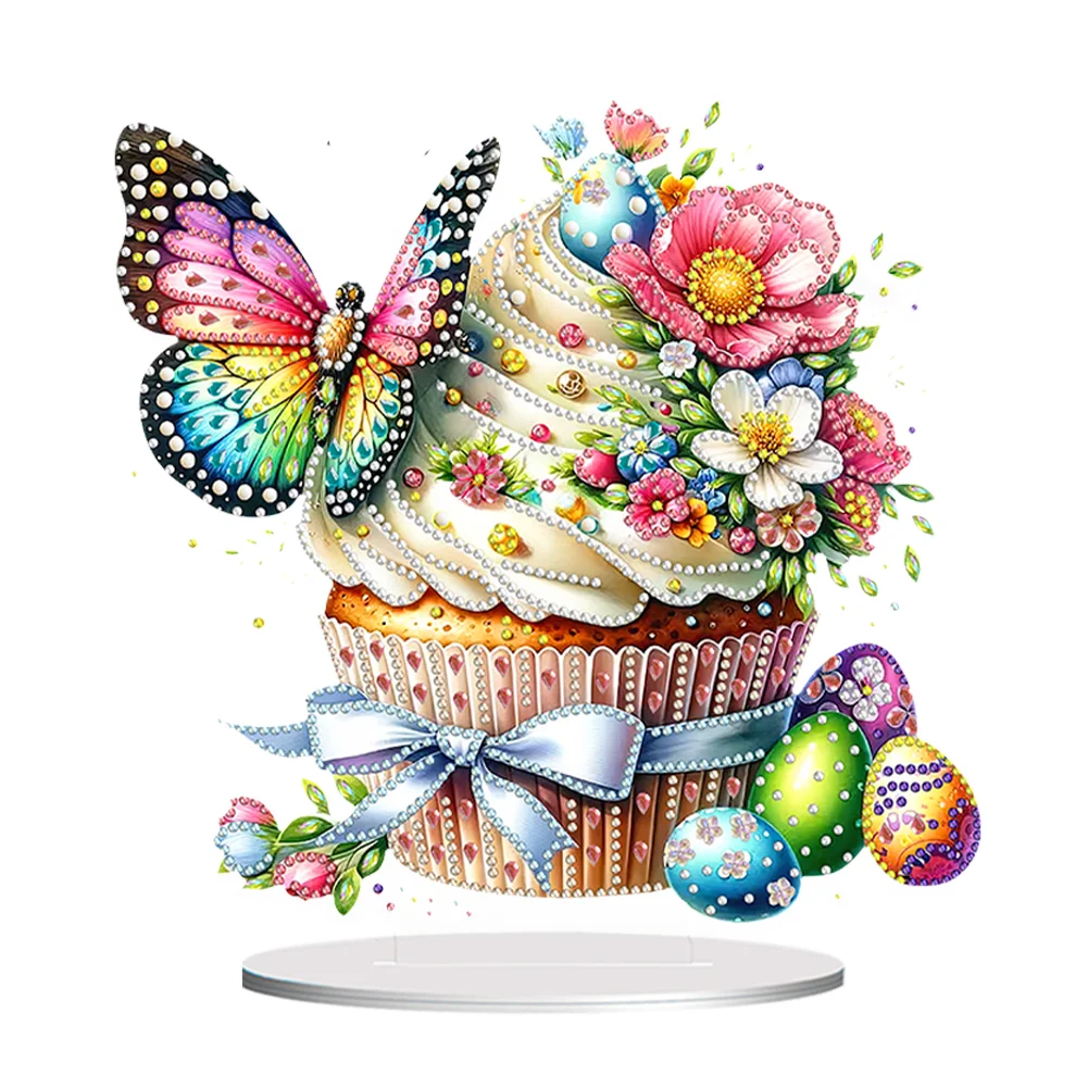 DIY Butterfly Easter Cake Special Shape Acrylic Desktop Diamond Art Kit Office Decor
