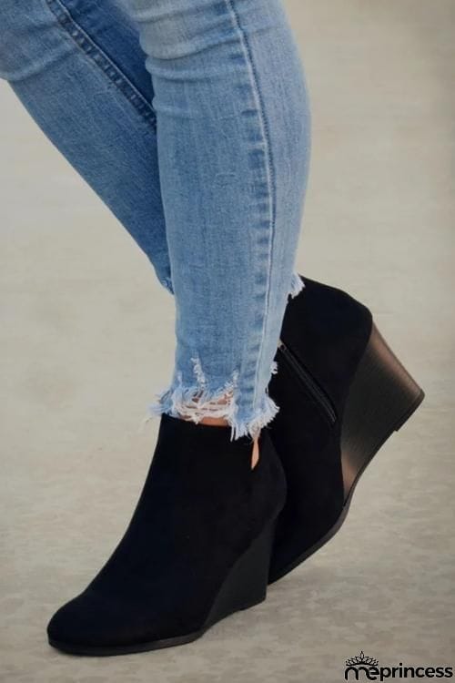 Side Slit Wedge Bootie