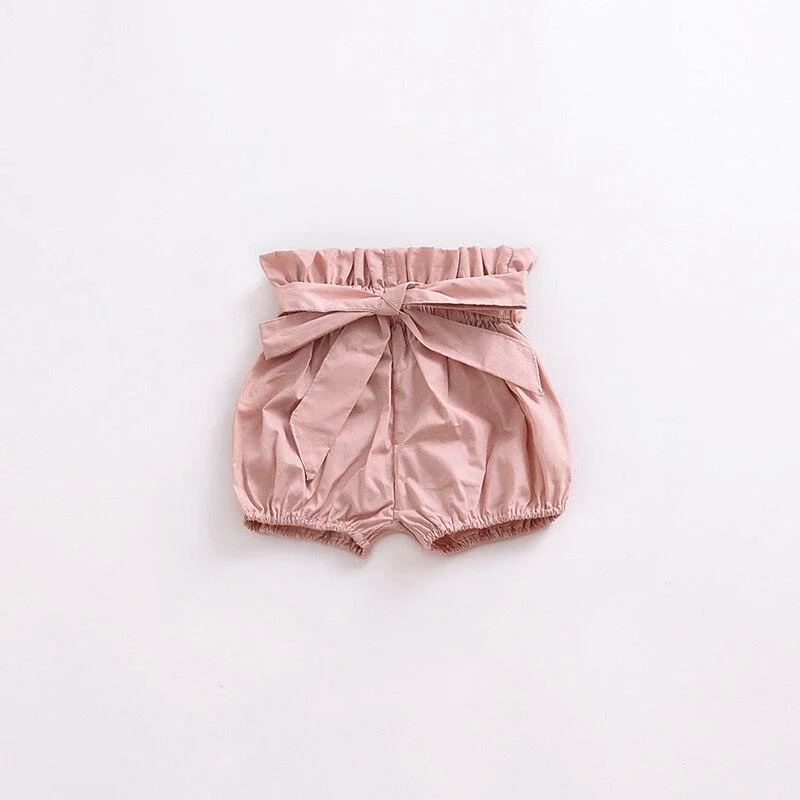 2021 Summer Baby Girls Shorts Bow Knot Ruffle Bread Lanterns Shorts Big PP Pants Girl Shorts Summer Toddler Clothing