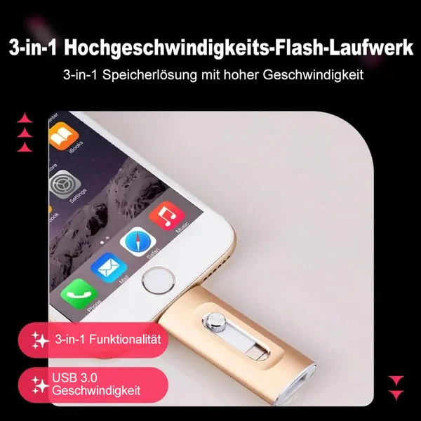 🎁⚡3-in-1-Flash-Laufwerk, tragbarer Highspeed-USB-3.0-Speicher