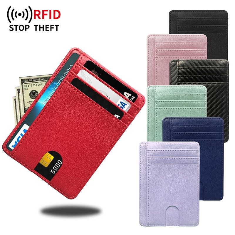 8 Slot Slim RFID Blocking Leather Wallet Credit ID Card Holder Purse Money Case Cover Anti Theft for Men Women Men Fashion Bags US Mall Lifes