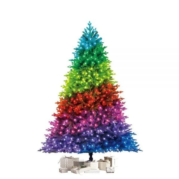 🔥kukelife🔥Christmas-7 5 ft swiss mountain black spruce twinkly rainbow christmas tree with 600 rgb led technology lights