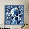 Blue And White Porcelain-Pearl Earring Girl-14CT Stamped Cross Stitch 40*40cm/15.75*15.75in