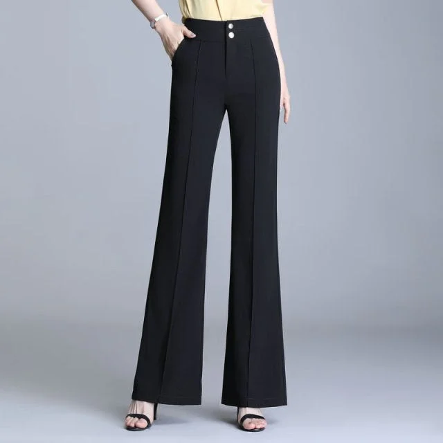 High Waist Lengthened Flared Bell-bottom Trousers