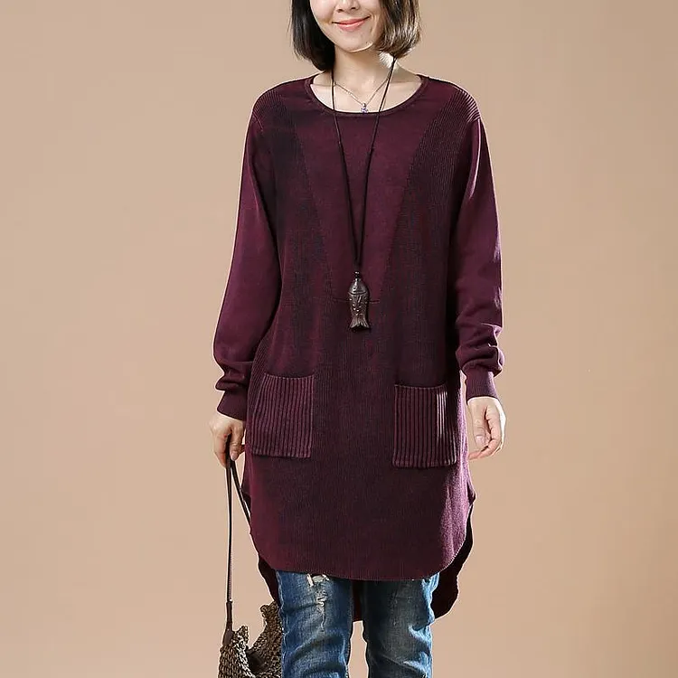 winter burgundy sweaters loose knitted top