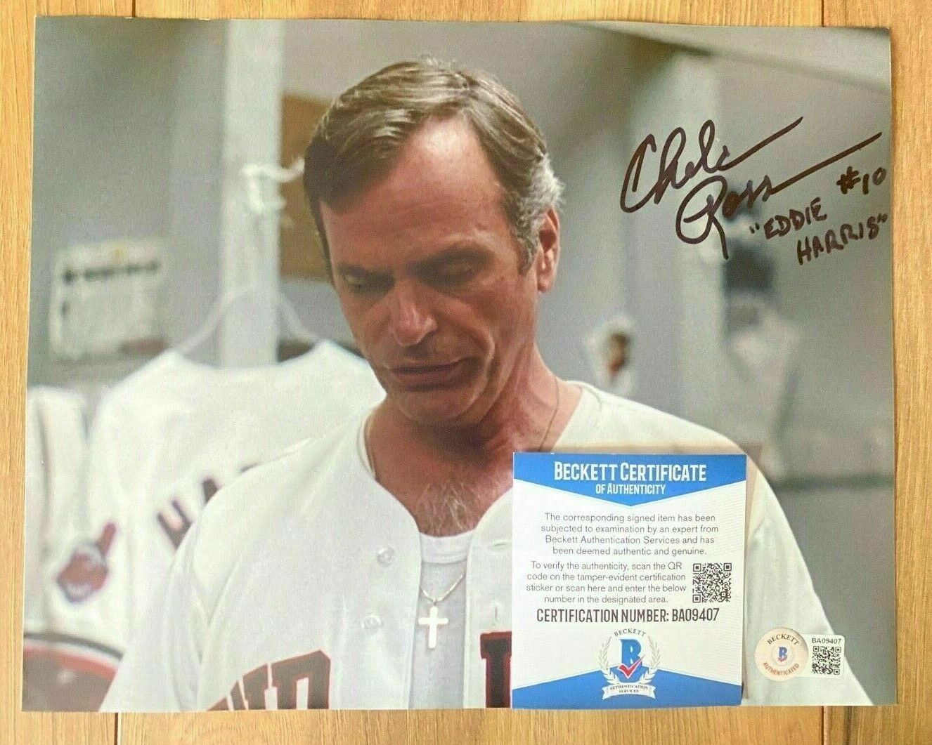 Chelcie Ross as Eddie Harris in Major League signed 8x10 Photo Poster painting BAS Beckett COA